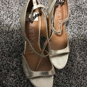 Metallic gold, Calvin Klein open toed heels
